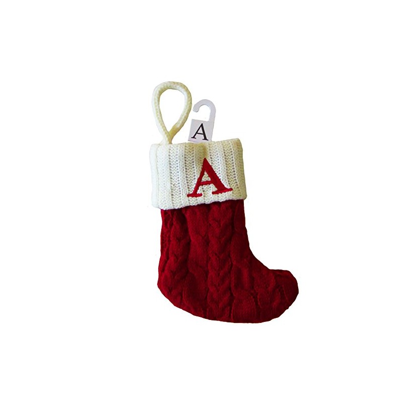 St. Nicholas Square Mini Cable Knit Stocking-Letter A, Mini 7"