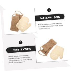 FRCOLOR 2-Pack Exfoliating Shower Bath Gloves Dual-Sided Body Scrubbers for Adults Natural Jute Material Back Washer for Deep Cleansing for Shower and Bath