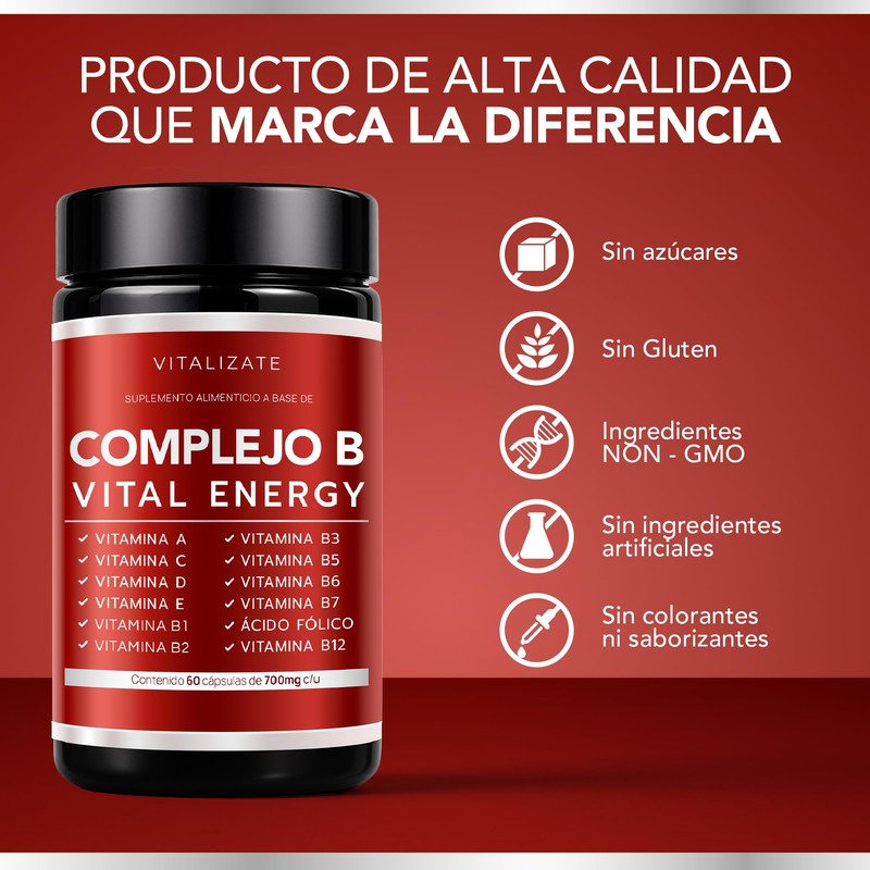 Complejo B Completo - Suplemento Potenciado - Incluye Vitaminas (B1,