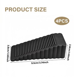 Rubber Door Stop, Door Stops Anti-Skid, Door Wedges Indoors, Heavy Duty Rubber Door Stop, Durable Door Stoppers for Floor, Ideal for All Floor Types (Black, Pack of 4)