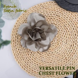 Grey Flower Brooch Pin for Women Dress Pins Brooch Flower Pin for Women Large Grey Flower Pin Oversized Flower Rose Pin Brooch Large Flower Pins for Women Suits Clothes Wedding Dance Party Brooch