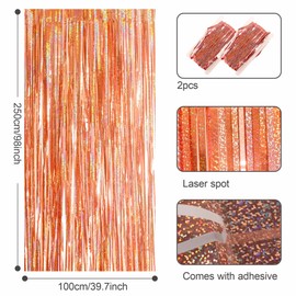 2pcs 3.2 x 8.3ft Glitter Rose Gold Tinsel Curtain Foil Fringe Curtain Backdrop Party Streamers Curtain Photo Backdrop Decorations for Birthday School Graduation Hen Girls Party Decorations