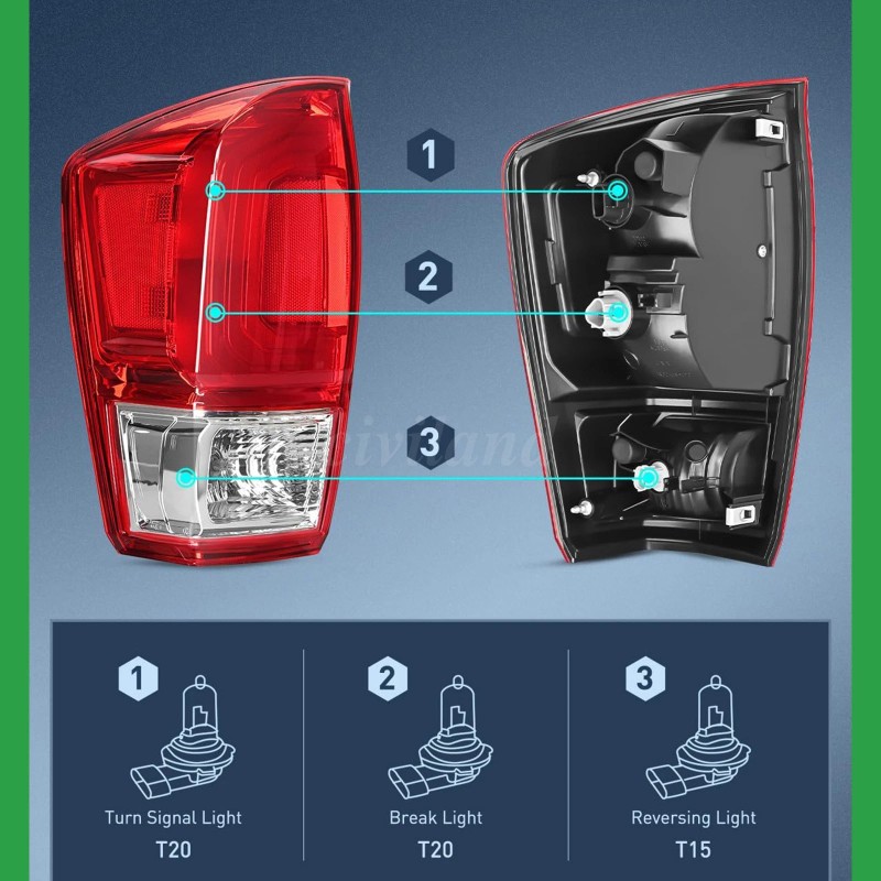 Left+Right Tail Lights Brake Lamps for 2016 2017 2018-2023 Toyota
