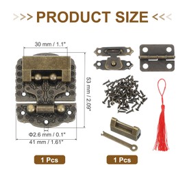 PATIKIL Wooden Box Hasp Latch, Butterfly Vintage Engraved Hasp Latch Hook with Mounting Screws & Padlock for Jewelry Box Suitcase Toolbox Decoration (53x41mm), Bronze