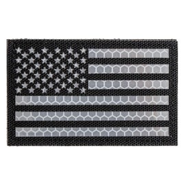 Reflective Tactical Patches of USA American Flag, with Hook and Loop for Backpacks Caps Hats Jackets Pants, Military Army Uniform Morale Emblems, Size 3x2 Inches