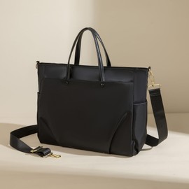 Anopo Laptop Handstache Computer Tote Bag for Work with Trolley Case Waterproof Shopper Shoulder Bag Women Men 15-16 Inches, Black-l