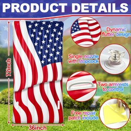 72" Inflatable American Flag Tanning Pool Float Patriotic US Stars Design Inflatable Pool Raft Cool Water Swimming Pool Floaties Lake Lounger Pool Float for Adults 4th of July Swimming Pool Party