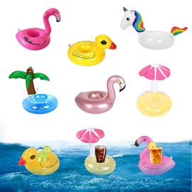 LUMOOM Pack of 6 Inflatable Drink Holders, Floating Drink Holder, Inflatable Pool Flamingo Animals, for Swimming Pool Party Beach Party Adults and Children (A)