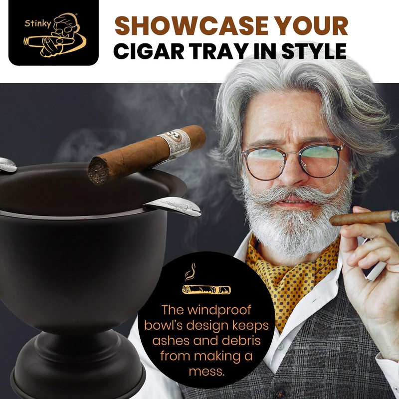 Stinky Cigar Tall Cigar Ashtray with 4 Stirrups for Indoor