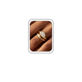 Myofeng 14K Gold & Silver Plated Stackable Rings for Women, Anti-Tarnish Cubic Zirconia Wedding Bands, Dainty Engagement Promise Rings, Sizes 5-10 (Golden2, 5)