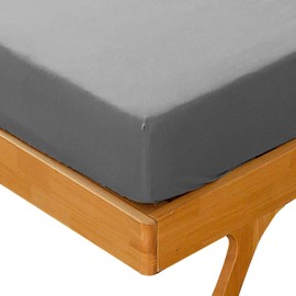 KONO Bedding Spannbettlaken - Gebürstete Mikrofaser Spannbetttuch - 30 cm Tiefe Tasche (Grau, 140x200cm), BS-3 140 GY