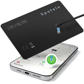 Spotelo [ Apple Mfi Certified ] Wallet Tracker Card Works with Apple find My(iOS Only) Tracking Card, Rechargrable Smart Card Tracker, 1.7mm IP68 Waterproof Item Locator for Luggage, Passport, Bags