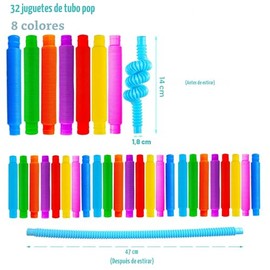 Paquete de 32 tubos de reventar burbujas, tubos para ansiedad para niños y adultos, juguetes sensoriales para aliviar el estrés y la ansiedad, juguetes educativos de aprendizaje para niños