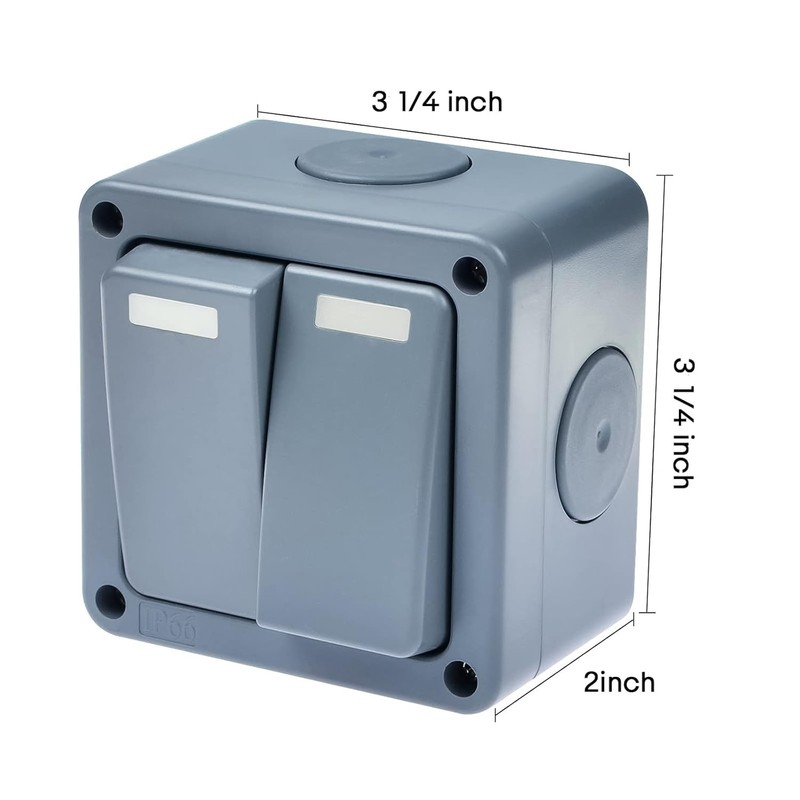 NineLeaf 1PK IP66 Waterproof Switch,2 Way Single Light Switch for