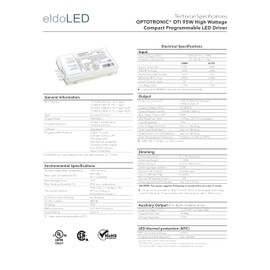 eldoLED | 2743XY OPTOTRONIC® OTi 95W High Wattage Compact Programmable LED Driver | Replacement for Osram Driver 58020 | OTi95W/120-277/2A5 DIM-1 AUX