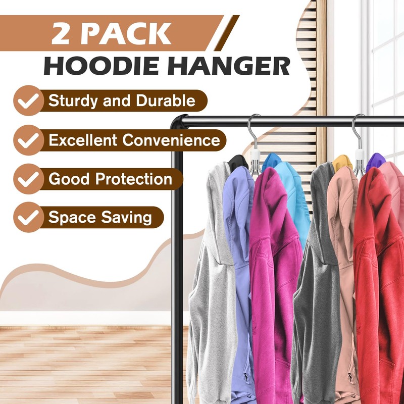 Hoodie Organizers 2-Pack, 6 Balls 360°Swivel Hoodie Hangers for Closet