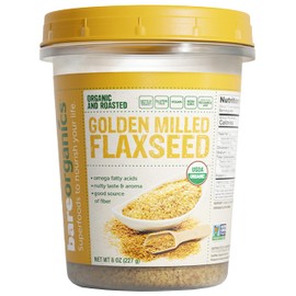 BareOrganics Ground Flaxseed | USDA Organic, Vegan, Non-GMO | Fiber | Omega Fatty Acids 8oz