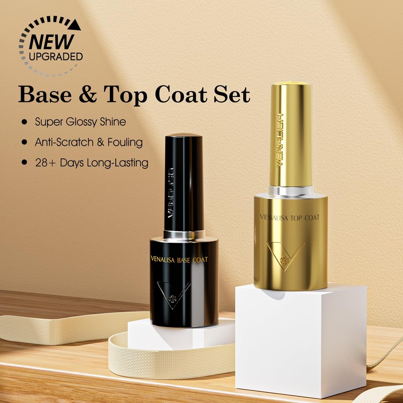 VENALISA 2 Pcs No Wipe Gel Top Coat and Base