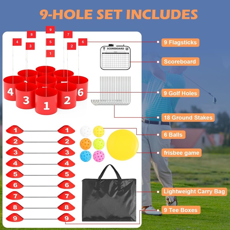 FOOING Golf Game, 9 Hole Yard Game for Adults Outdoor/Indoor,