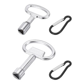 QUARKZMAN Set of 2 Silver Triangular Key Wheelie Bin Metal Triangle Key with Key Ring Set Triangle Key for Water and Electricity Meter Bin
