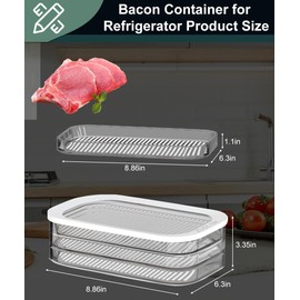 Deli Meat Container for Fridge, Lunch Meat Container for Refrigerator Airtight Fridge organizer,Food Storage Boxes With Lid Transparent Bacon Cheese,Meal Prep Containers,Cold Cuts,BPA Free,3pcs
