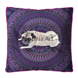 Sophia Art Indian Mandala Floor Pillow Square Ottoman Pouf Daybed Oversized Cushion Cover Cotton Seating Ottoman Poufs Dog/Pets Bed (Purple)
