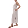 Amazhiyu Womens 100% Linen Summer Sleeveless V-Neck Midi Dresses with