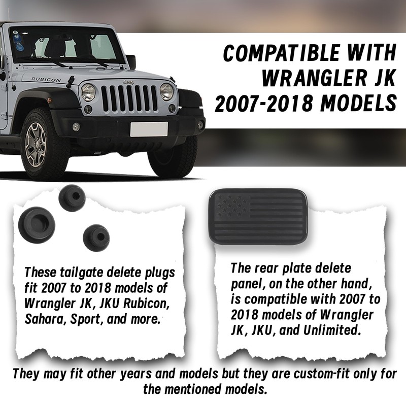 VIKOS Products (Combo Pack) 3 Pieces Wrangler Tailgate Plugs and