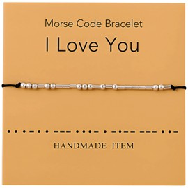 zurabini 1 PCS Beaded Bracelet Adjustable, Morse Code,Waterproof & Lightweight Friendship Jewelry for Women Birthday Gift