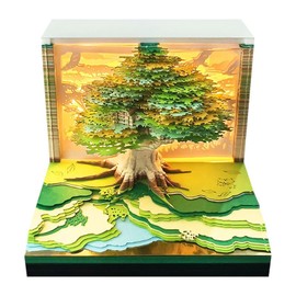 Cowenhey 3D Time Piece Calendar, 2025 Desk Calendar With LED Light, 3d Tree Memo Pad Creative Desk Calendar, Christmas Gift for Colleague Friend, Desktop Decoration