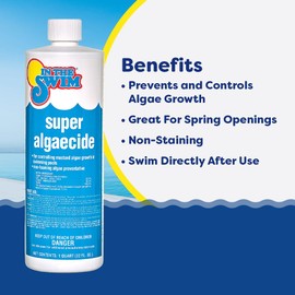 In The Swim In The Swim Super Algaecide for Above Ground or Inground Swimming Pools C Low Odor, Non-Foaming Preventative for Yellow/Mustard Algae in Swimming Pools - 7.1% Chelated Copper C 1 Quart