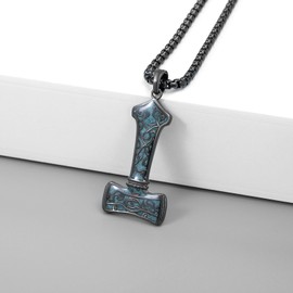 Thor's Hammer Necklace 925 Sterling Silver Viking Mjolnir Necklace Runes Amulet Jewelry Gifts for Men