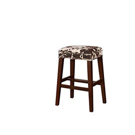 Linon Walt 30.5" Wood Cow Print Bar Stool in Brown