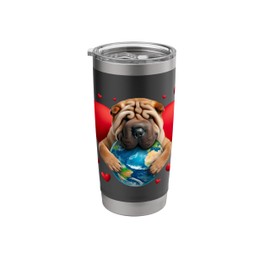 Chinese Shar-Pei Dog Earth Day Hug Love Owner Hugging Planet Stainless Steel Insulated Tumbler