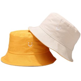 MAZELIKEHOOD Fishing Hat Men Women Bucket Hat Double-Side Various Print Cotton Sun Hat Reversible Leisure Hat, Black and beige