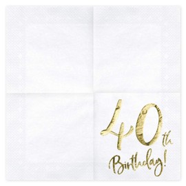 Libetui Set of Birthday Party Napkins - “Happy Birthday” Napkins - Birthday Party Decoration for Adults & Children - Napkins in Gold, 40th Birthday