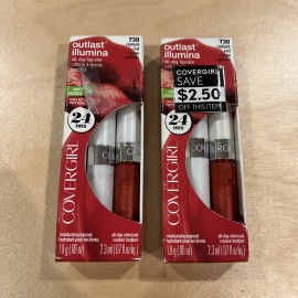 COVERGIRL NEW 2 x Covergirl Outlast Illumina All Day Lip Color & Top Coat Radiant Red 730