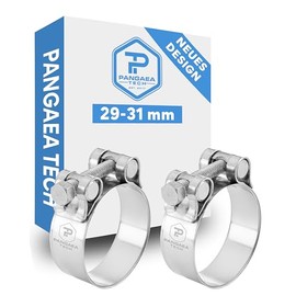 Pangaea Tech Stainless Steel Joint Bolt Clamp, 29-31 mm, Set of 2, Extra Strong Thanks to M6 Clamping Bolts, Stainless Steel Hose Clamps, 20 mm Bandwidth, V2A W4 Quality According to DIN3017