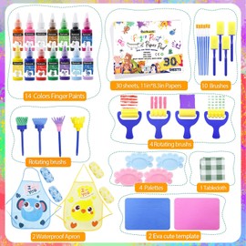 88 PCS Washable Finger Paint Set for Toddlers, 14 Colors