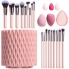 25 Piezas Brochas de Maquillaje con Estuche(Rosa)