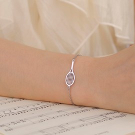 UNIFT Tennis Racket Bracelet for Women Men Stainless Steel Fashion Charms Tennis Ball Racket Bracelets Sports Jewelry for Gift Players lovers, one size, Stainless Steel, no gemstone
