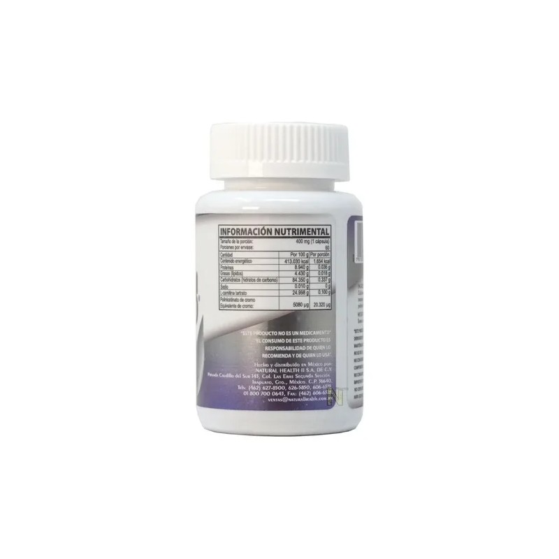 Chromium 400 Cromo Naturalhealth 60 Cápsulas 400 Mg Sabor Natural