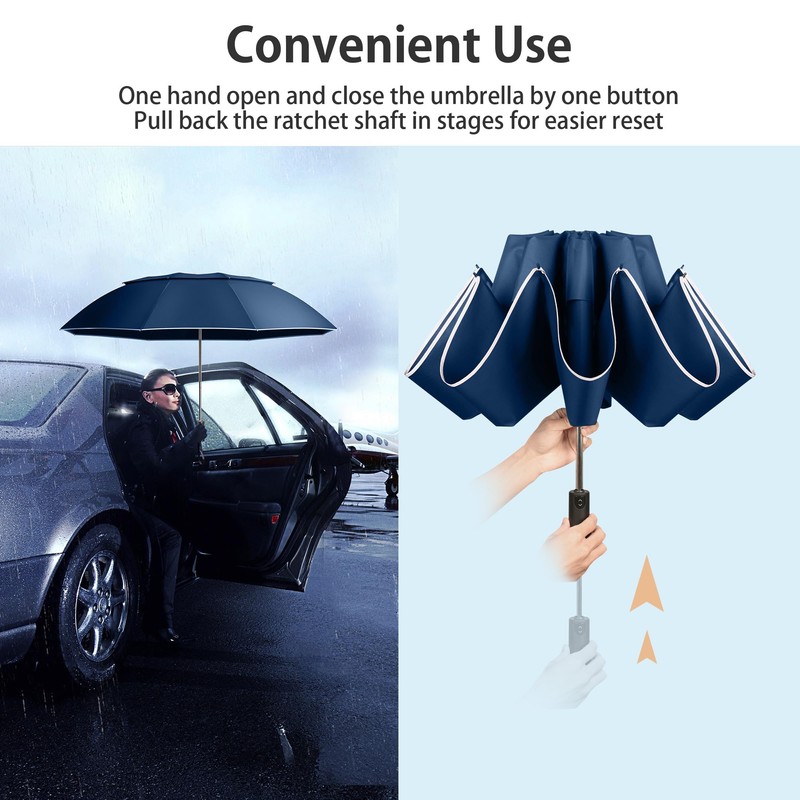 Urvoix Travel Umbrella Compact Windproof - Ventilation Umbrella with Double