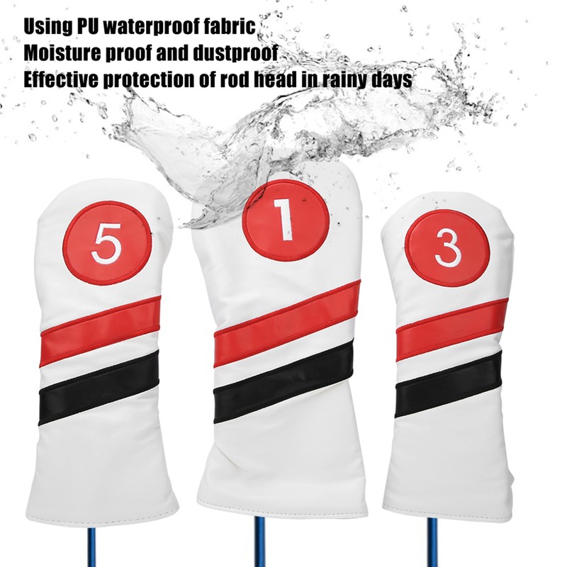 3PCS PU Leather Waterproof Thicken Lining Golf Putter Head Cover