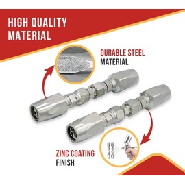 Mytee Products 2Pcs Hydraulic Hose Field Repair Kits 1/2" Steel Female JIC w/Adapter - Reusable Hydraulic Fittings for Wire Hydraulic Hose Compatible w/ R2, R16, R17, R19-1/2" Inner Diameter