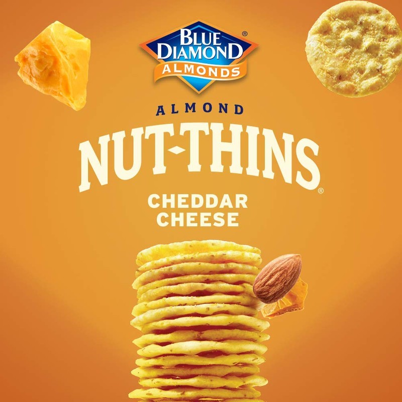 Blue Diamond Almonds Nut-Thins Gluten Free Cracker Crisps, Cheddar Cheese,