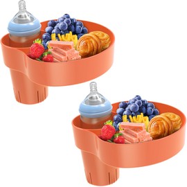 SSPONT [2 Packs] Kids Car Seat Tray, Travel Tray with Cup Holder for Toddler, Kids Car Seat Food Snack Tray for Road Trip, Stroller snack tray travel must haves - Orange