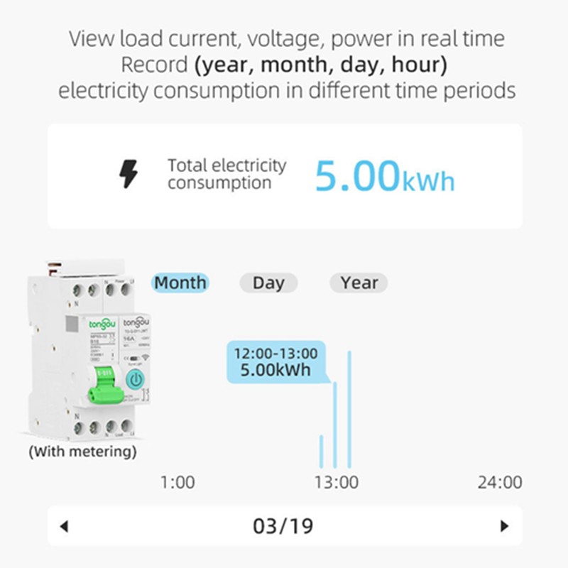 Small Intelligent Circuit Breaker Voice Control Timed Delay Remote WiFi