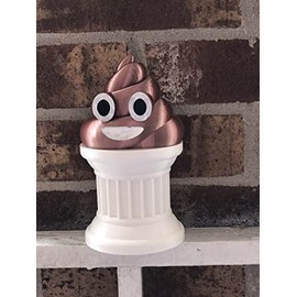 Znet3D Poop Emoji Trophy - Featuring Hand Painted Eyes & Mouth on a White Pillar (Silk Brown)