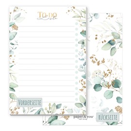 paper&you® A6 To-Do Listen Pad [Gold Leaf] with 50 Tear Off Sheets, Notepad, Daily Planner, Organiser, Climate-Friendly & Sustainable